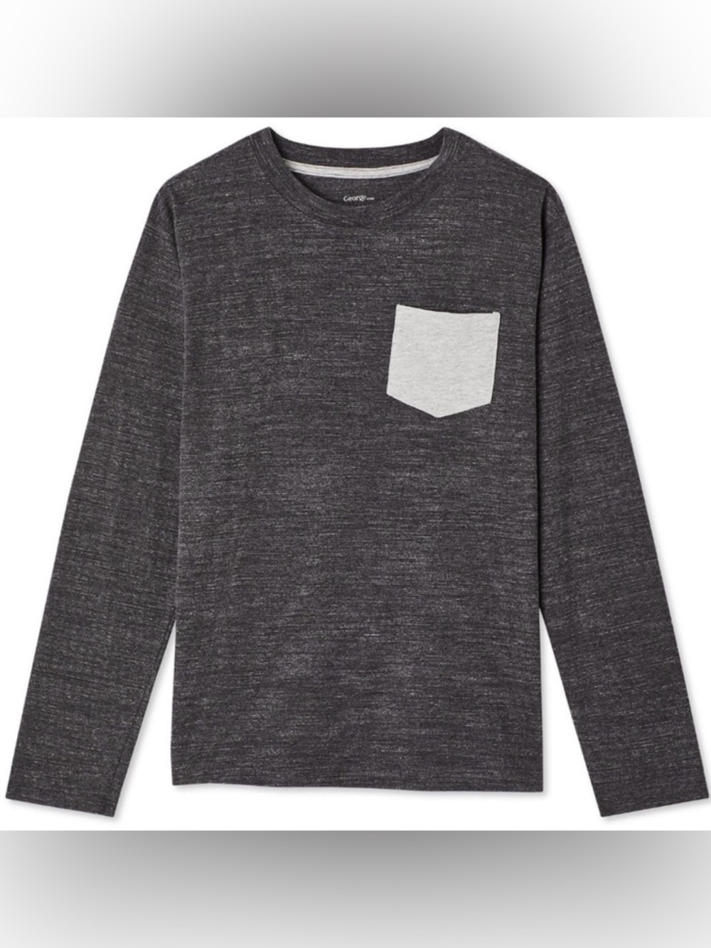 Boys Long-Sleeve Pocket T-Shirt - Dark Grey/Black & Grey